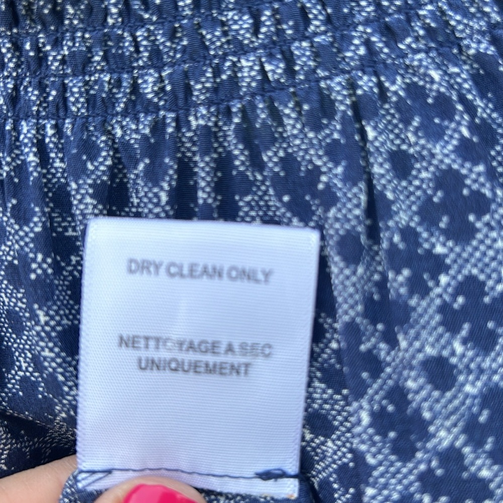 Joie Blue Geo Print Short Sleeve Peasant Blouse - Picture 7 of 7
